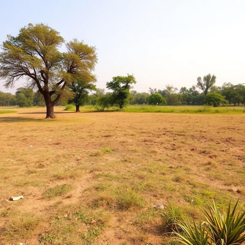 Open agricultural plot with trees