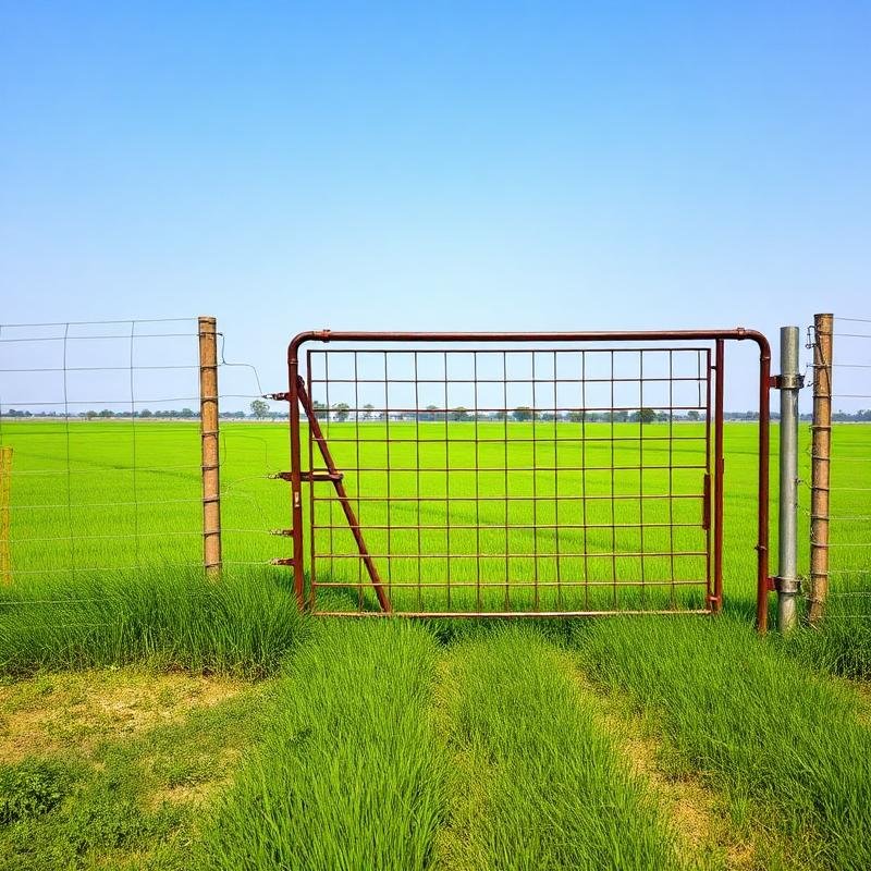 Farmland with fencing and gate